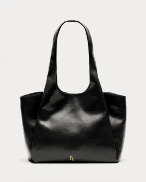 Portia Satchel - Crinkled Leather Black