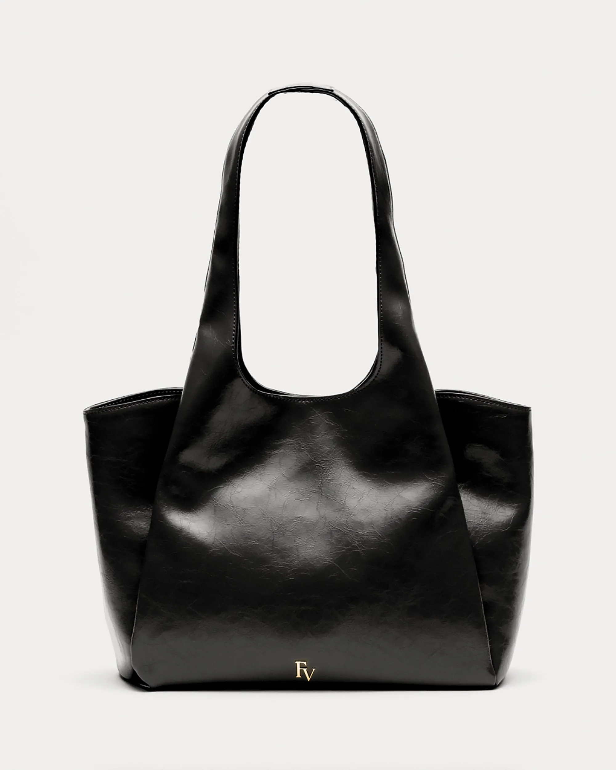Portia Satchel - Crinkled Leather Black