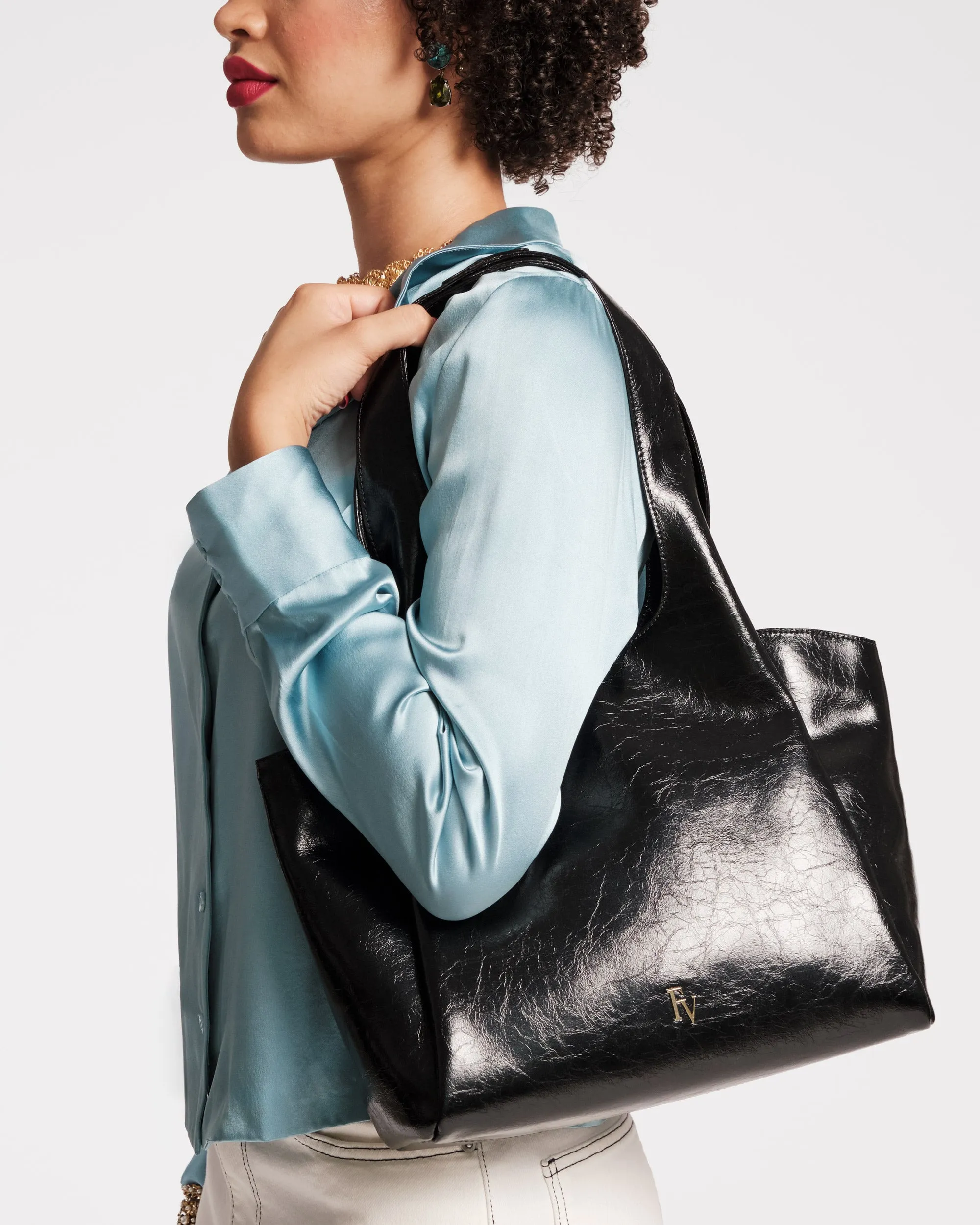 Portia Satchel - Crinkled Leather Black