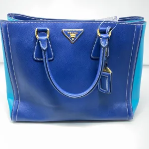 Prada Two Tone Blue Saffiano Lux Leather Medium Galleria Tote Bag