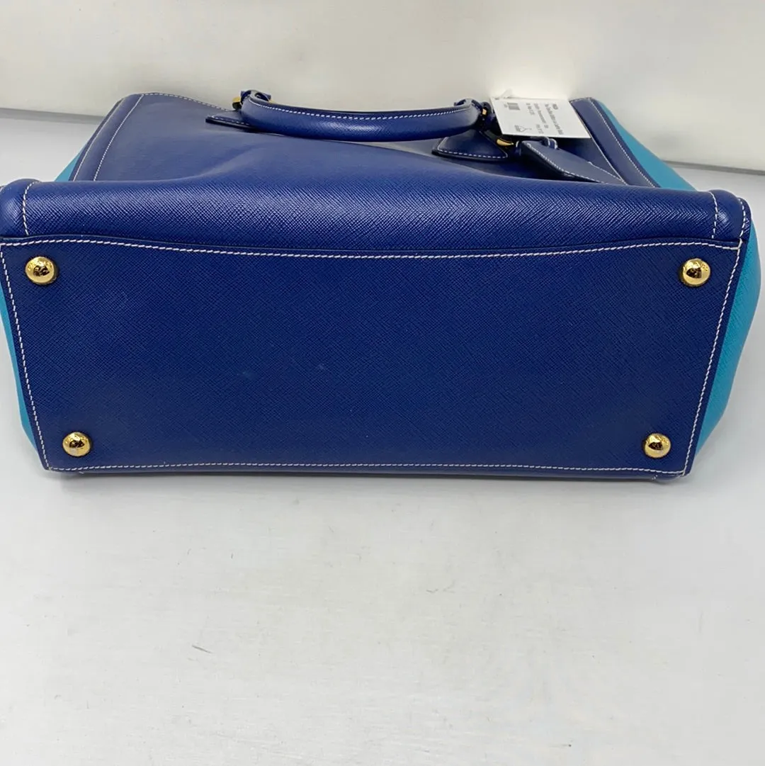 Prada Two Tone Blue Saffiano Lux Leather Medium Galleria Tote Bag