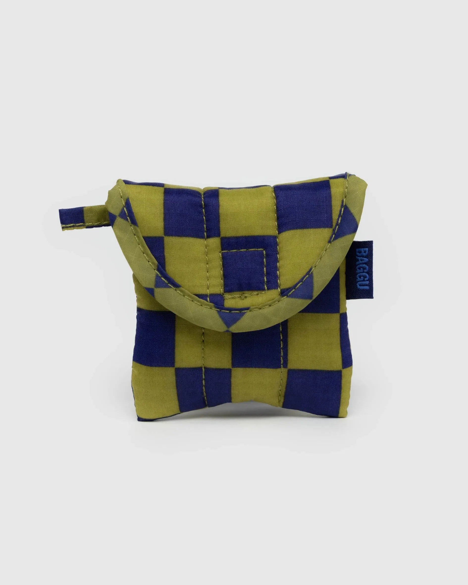 Puffy Earbuds Case - Pear Navy Checks