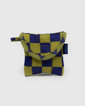 Puffy Earbuds Case - Pear Navy Checks