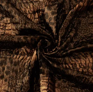 Quilted Fabric, Safari Animal Print, Shiny Brown & Black