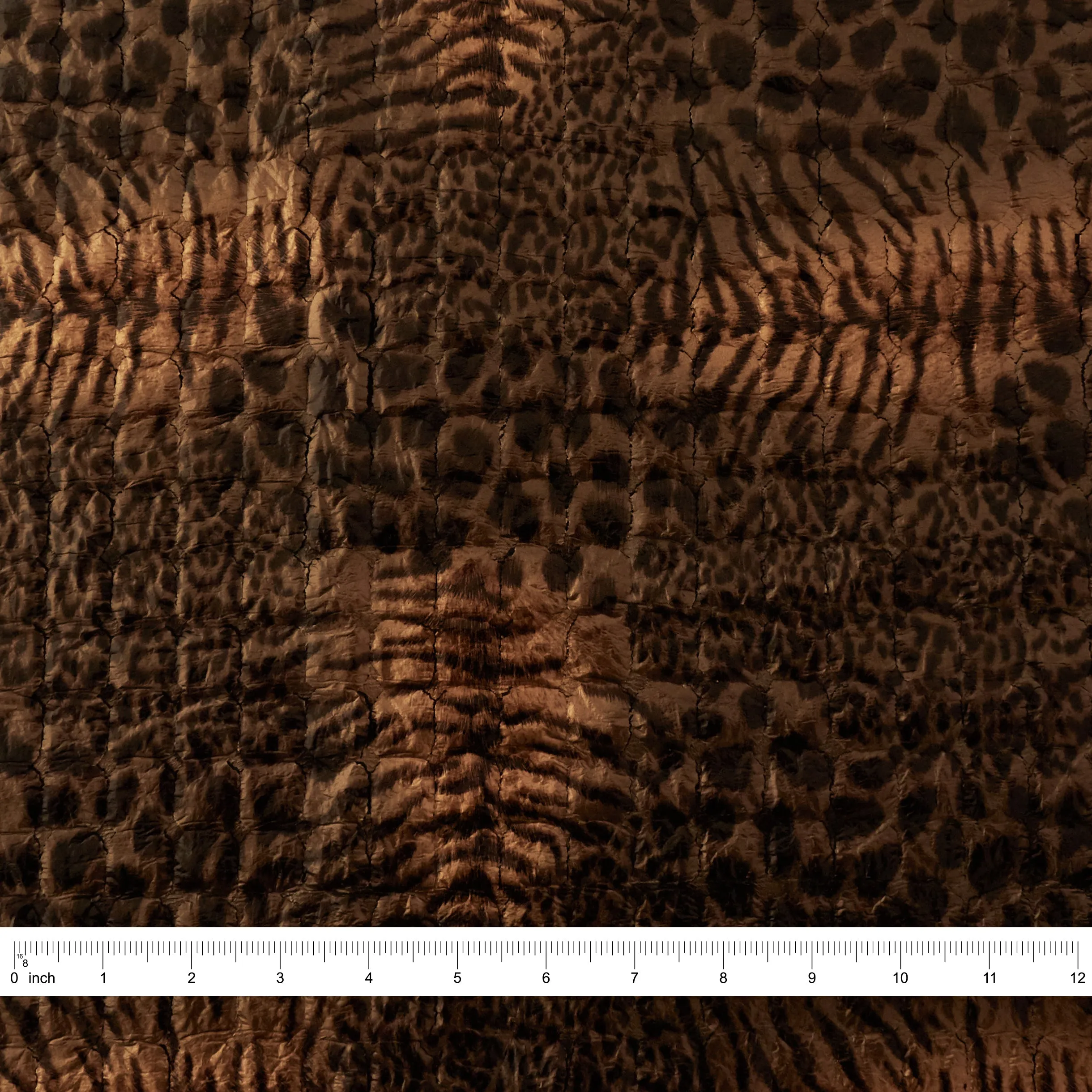 Quilted Fabric, Safari Animal Print, Shiny Brown & Black