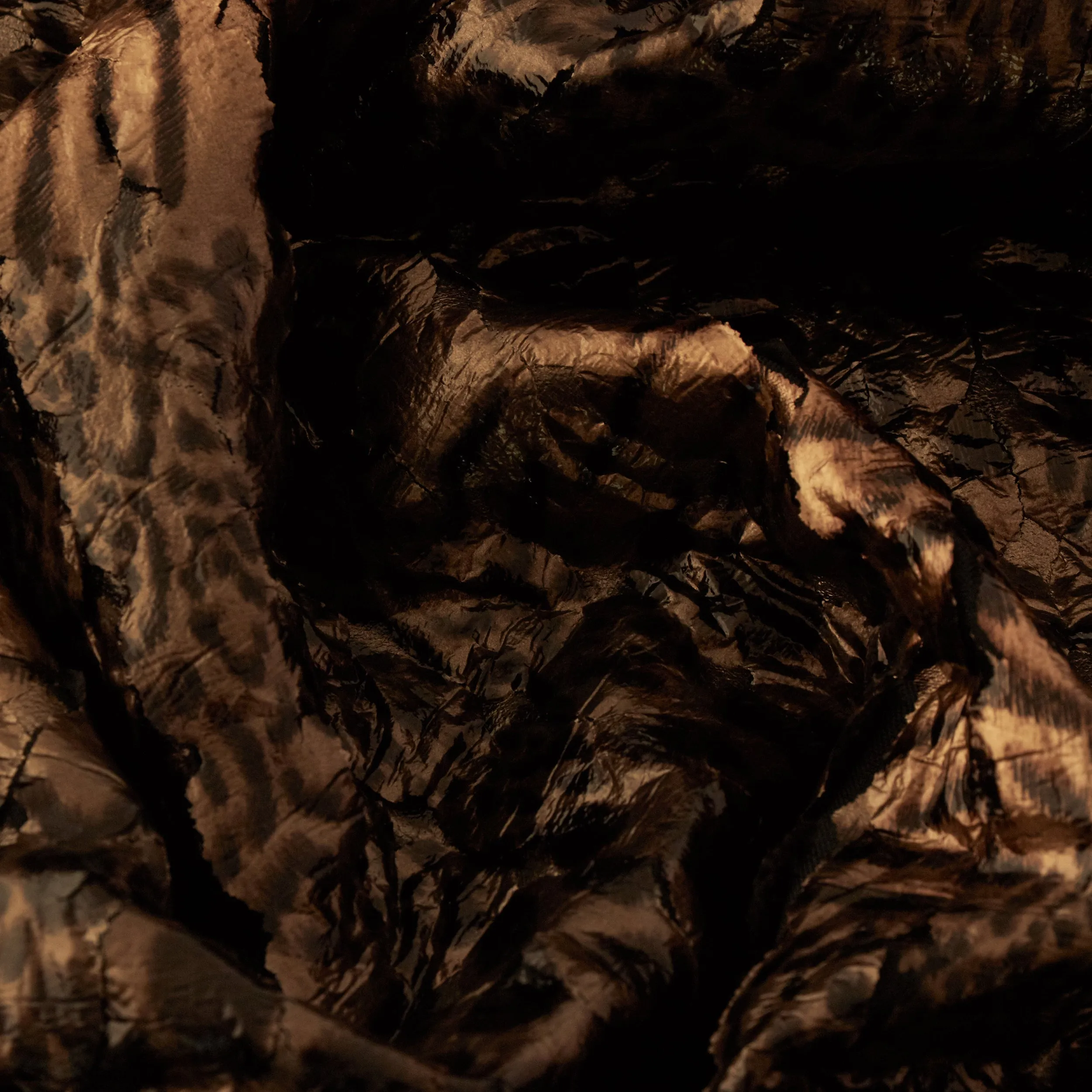 Quilted Fabric, Safari Animal Print, Shiny Brown & Black