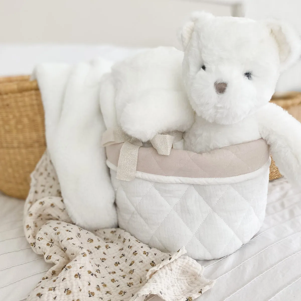 QUILTED MUSLIN BIN SET OF 2
