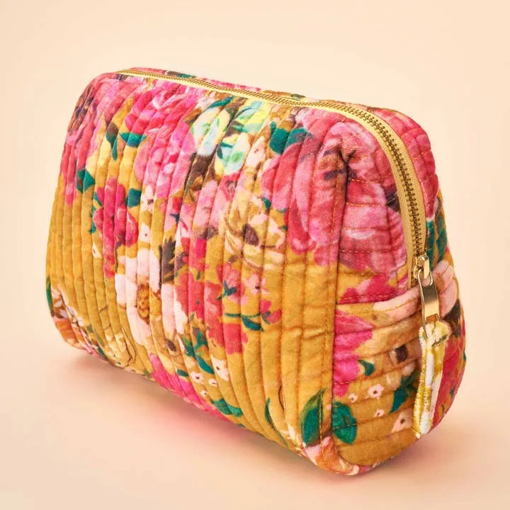 Quilted Vanity Bag | Impressionist Floral, Mustard