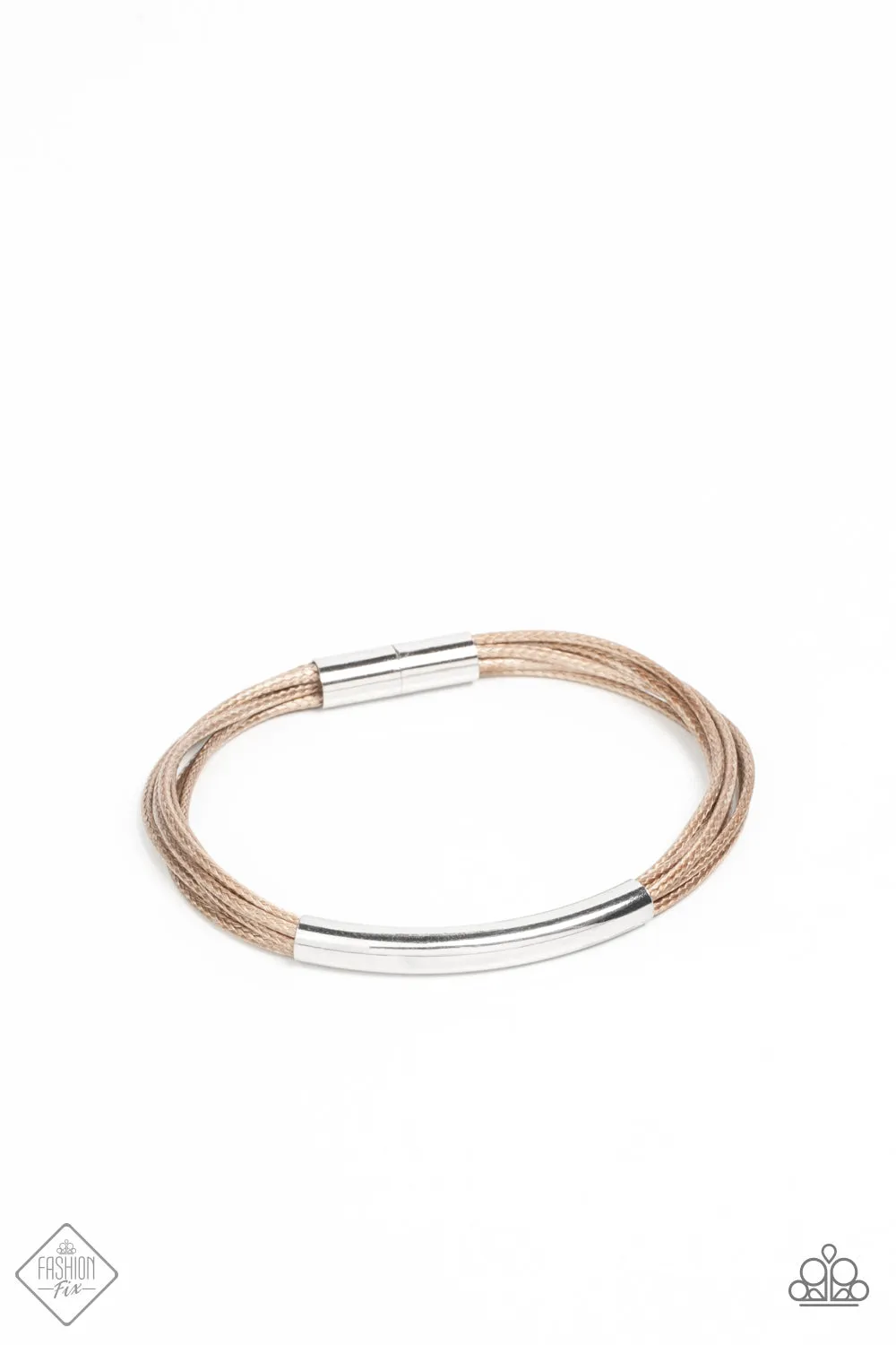 "Modern Harmony" Shimmering Brown Cording & Silver Magnetic Closure Bracelet