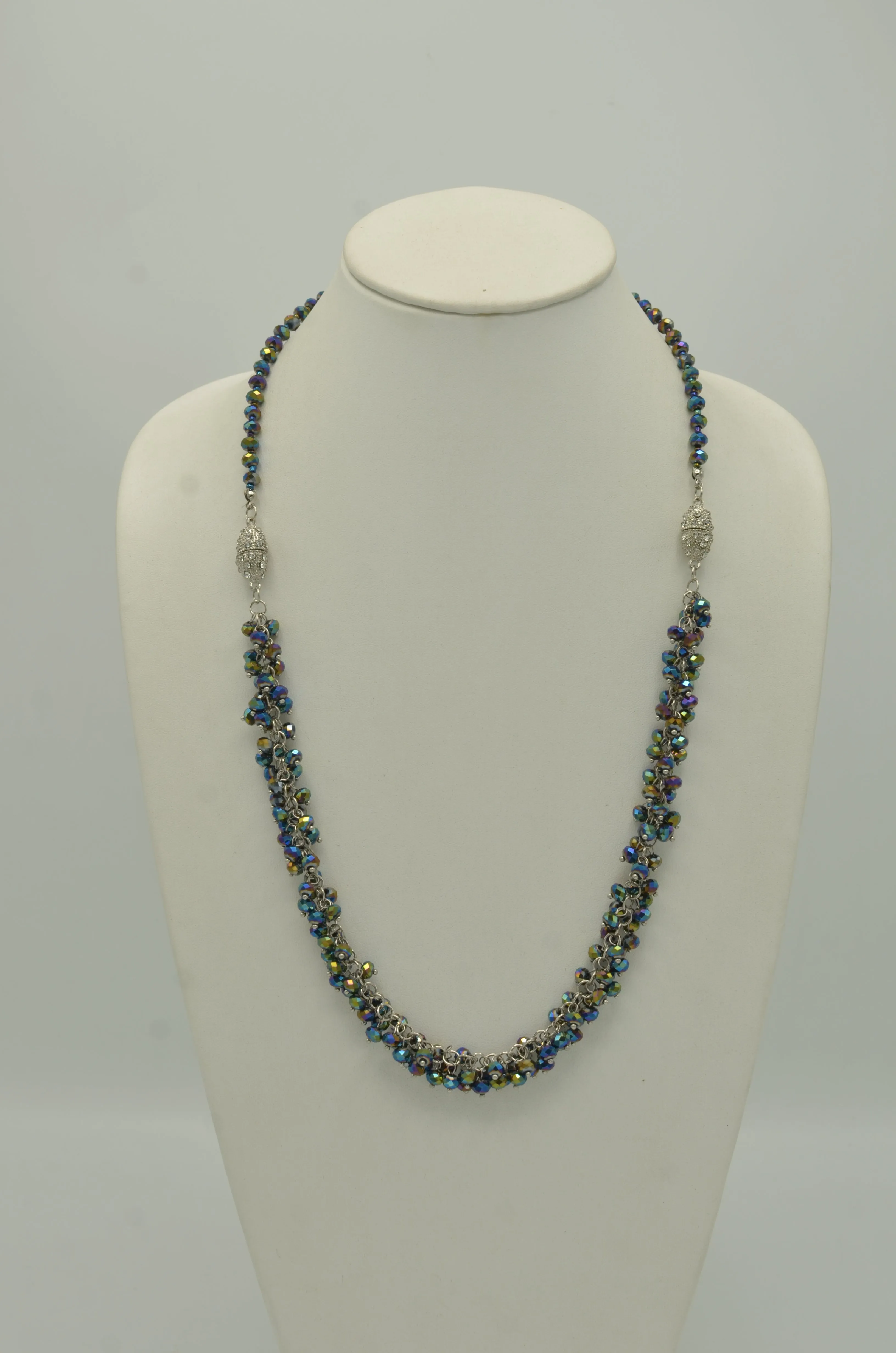 Rainbow Crystal Glass Beads adjustable Necklace #FW1239NVM (U SEC)