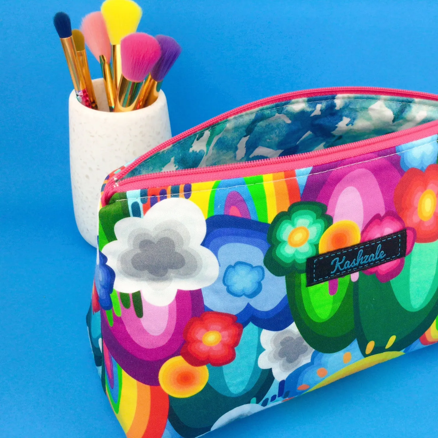Rainbow Land Medium Makeup Bag. Kasey Rainbow Design.