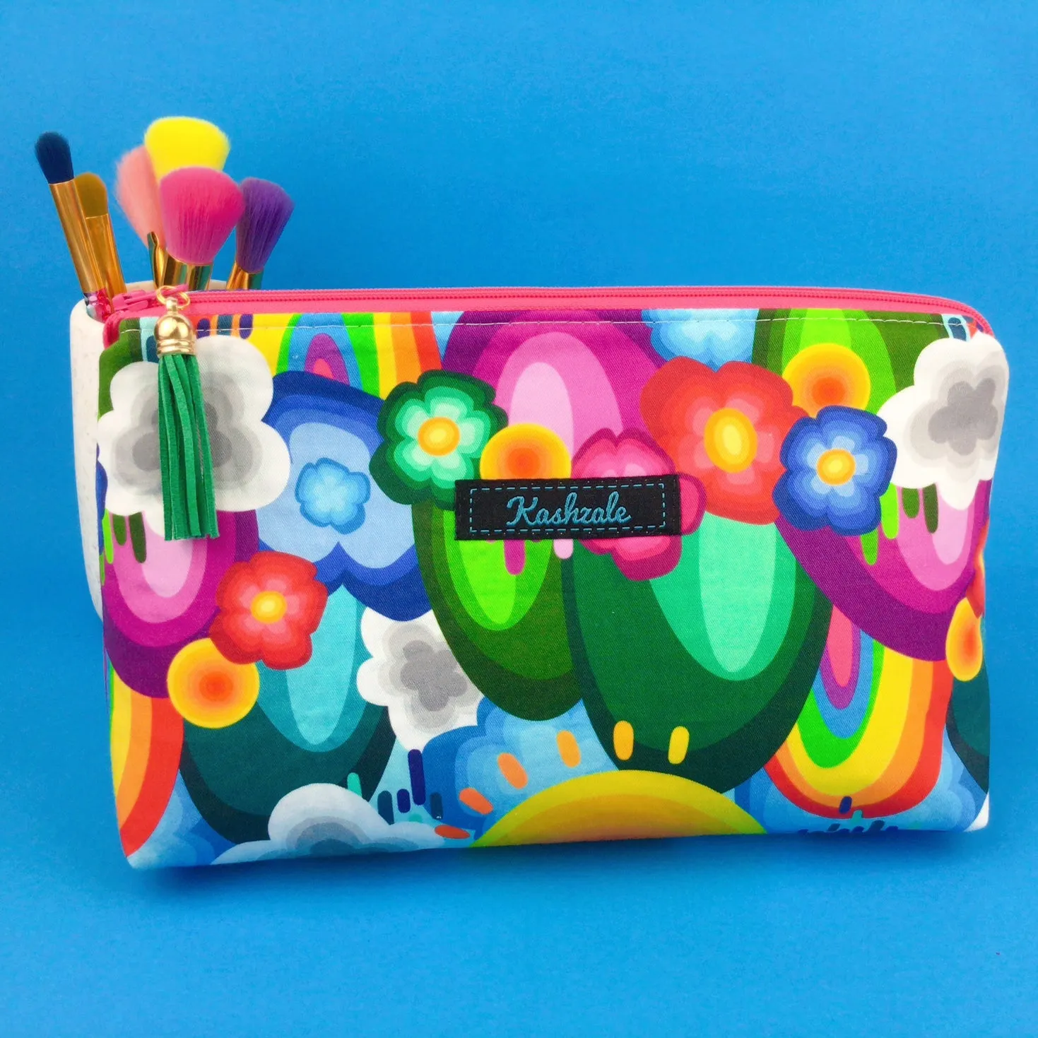Rainbow Land Medium Makeup Bag. Kasey Rainbow Design.