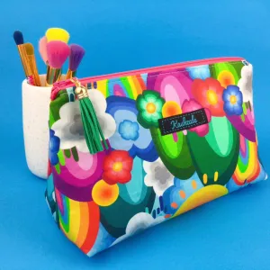 Rainbow Land Medium Makeup Bag. Kasey Rainbow Design.