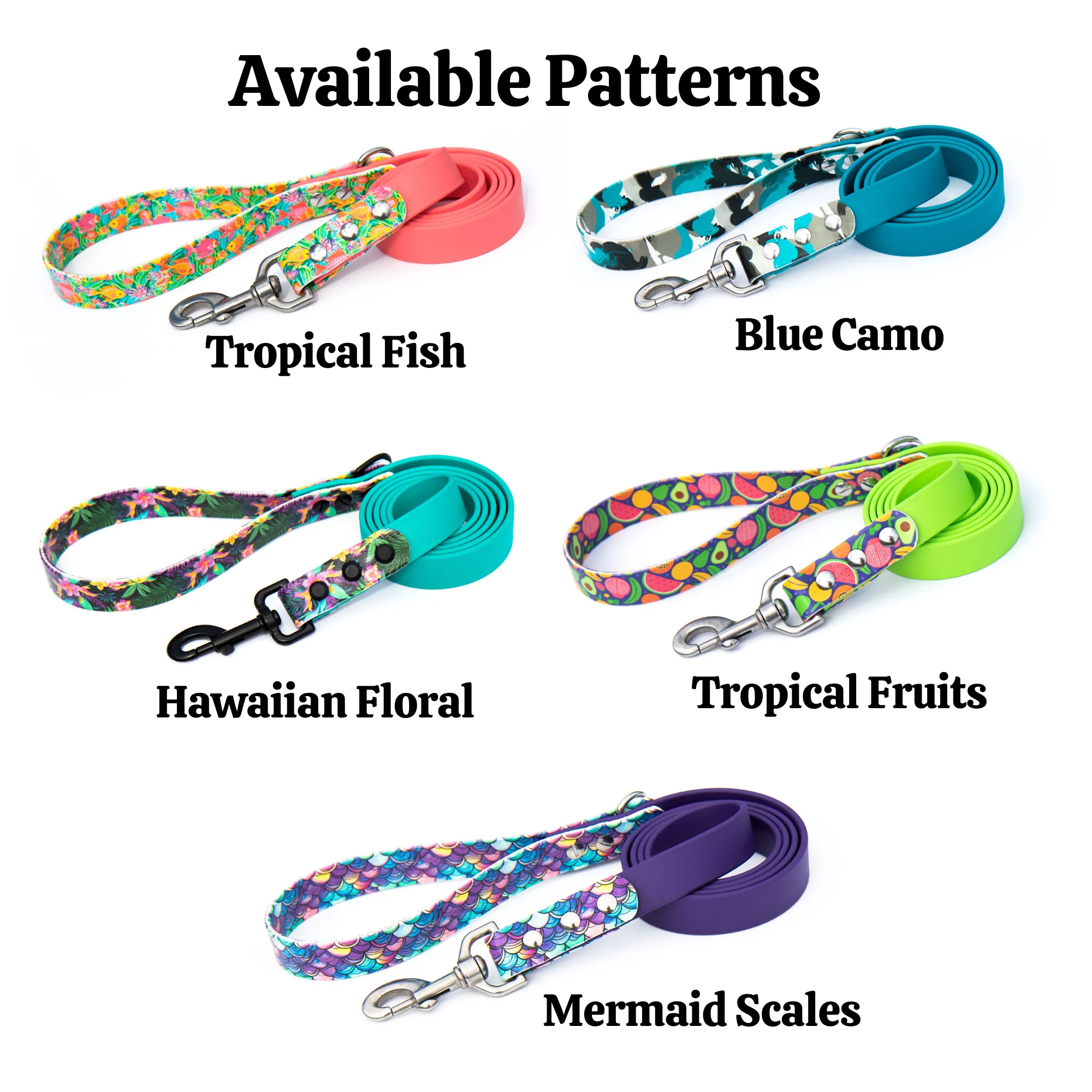 READY TO SHIP- 5ft Patterned 1" Width BioThane® Leashes