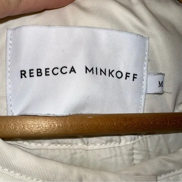 Rebecca Minkoff Quilted Lightweight Jacket Puffer Ivory Boxy Quiet Luxury Coat M
