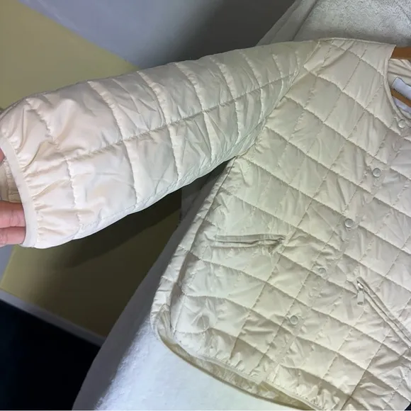 Rebecca Minkoff Quilted Lightweight Jacket Puffer Ivory Boxy Quiet Luxury Coat M