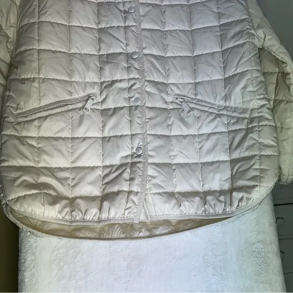 Rebecca Minkoff Quilted Lightweight Jacket Puffer Ivory Boxy Quiet Luxury Coat M