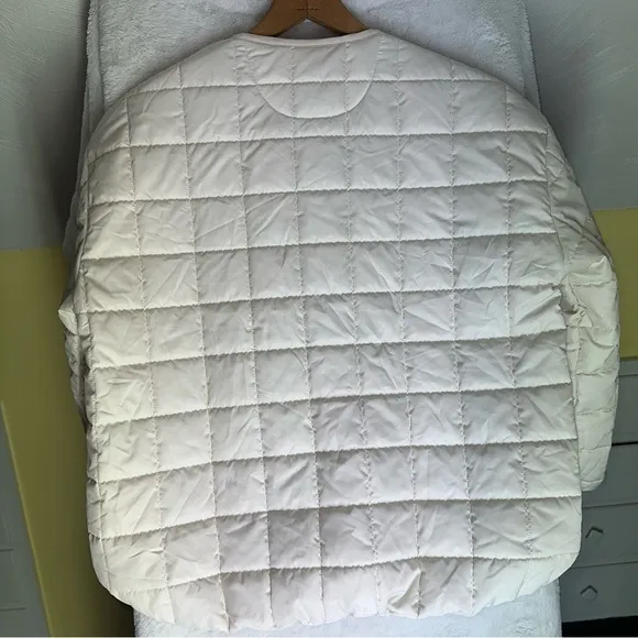 Rebecca Minkoff Quilted Lightweight Jacket Puffer Ivory Boxy Quiet Luxury Coat M