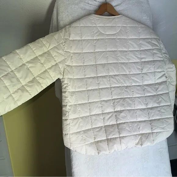 Rebecca Minkoff Quilted Lightweight Jacket Puffer Ivory Boxy Quiet Luxury Coat M