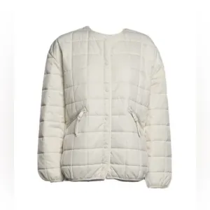 Rebecca Minkoff Quilted Lightweight Jacket Puffer Ivory Boxy Quiet Luxury Coat M