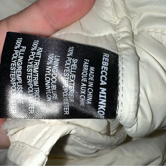 Rebecca Minkoff Quilted Lightweight Jacket Puffer Ivory Boxy Quiet Luxury Coat M