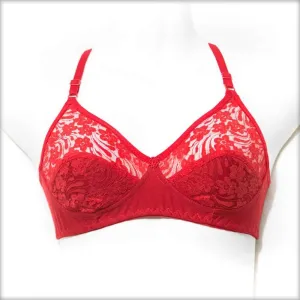 Red Non Padded Net Bra