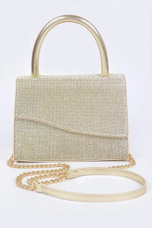 Rhinestone Top Handle Flap Bag