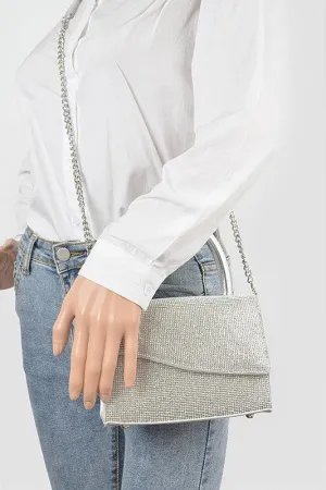 Rhinestone Top Handle Flap Bag