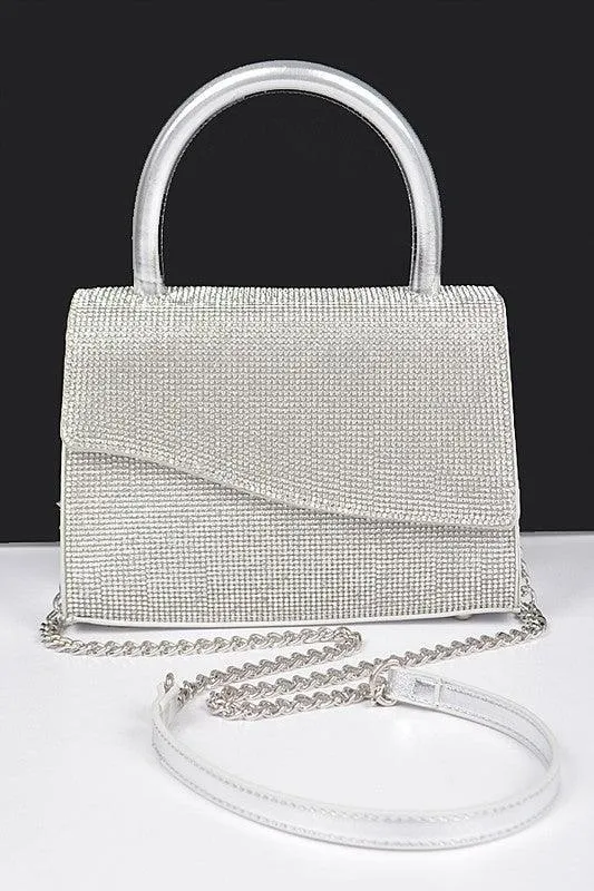 Rhinestone Top Handle Flap Bag
