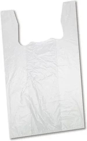 RiteSource - 11.5" x 7.5" x 22" 1 Mil 18 lbs S5 Low Density White Shopping Bag, 18lb/cs, 64cs/sk - TLDS5W1