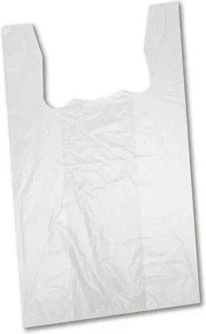 RiteSource - 8" x 4" x 16", S1A Low Density White T-Shirt Bag, 12lb/Cs, 90Cs/sk - TLDS1AW