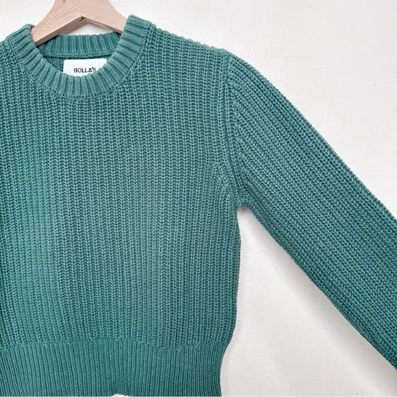 Rolla's Womens Xsmall Fluffy Sailor Sweater Cropped In Green Color