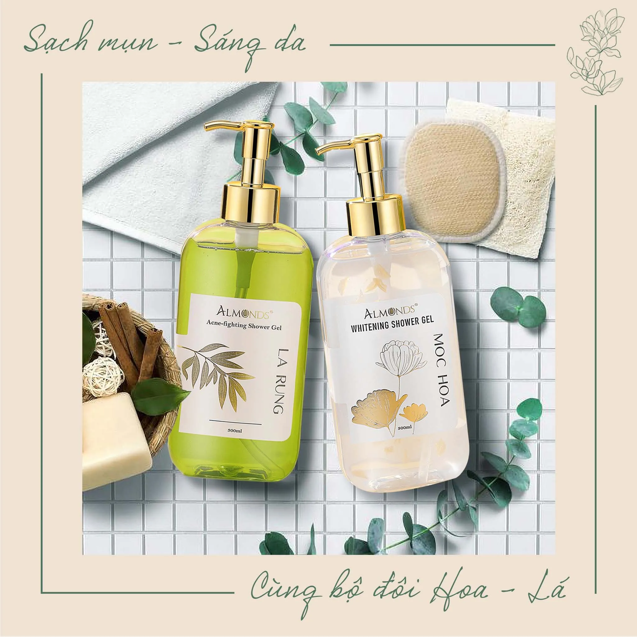 Sữa Tắm Sáng Da Mộc Hoa Almonds 300ml