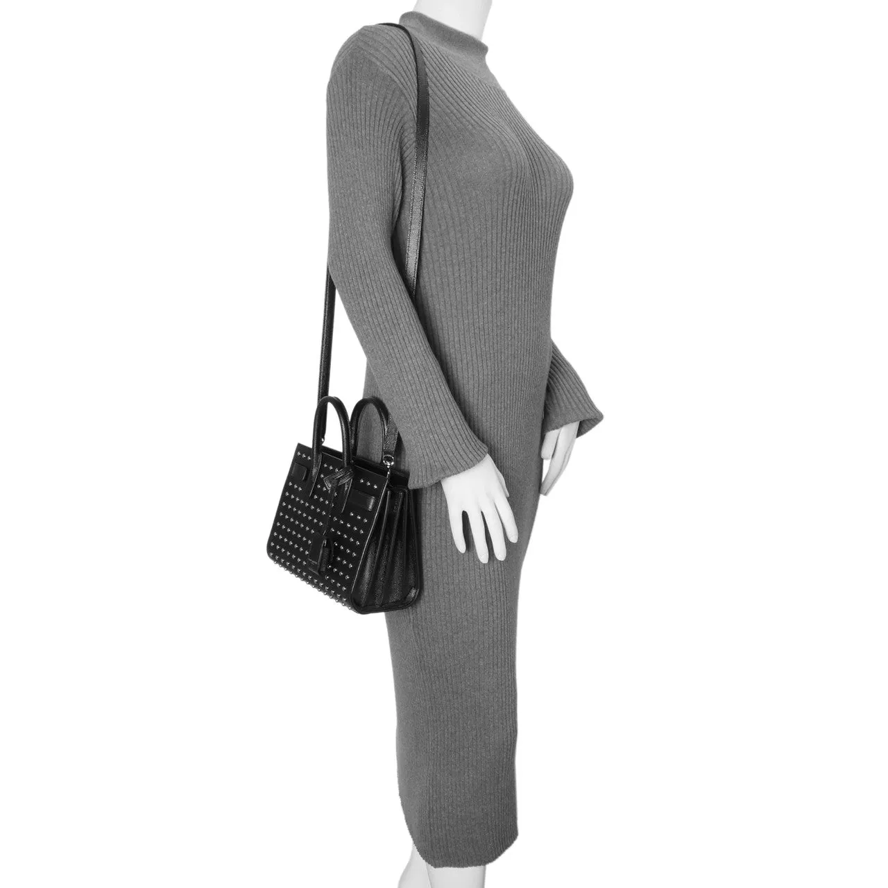 Saint Laurent Black Studded Calfskin Nano Sac De Jour