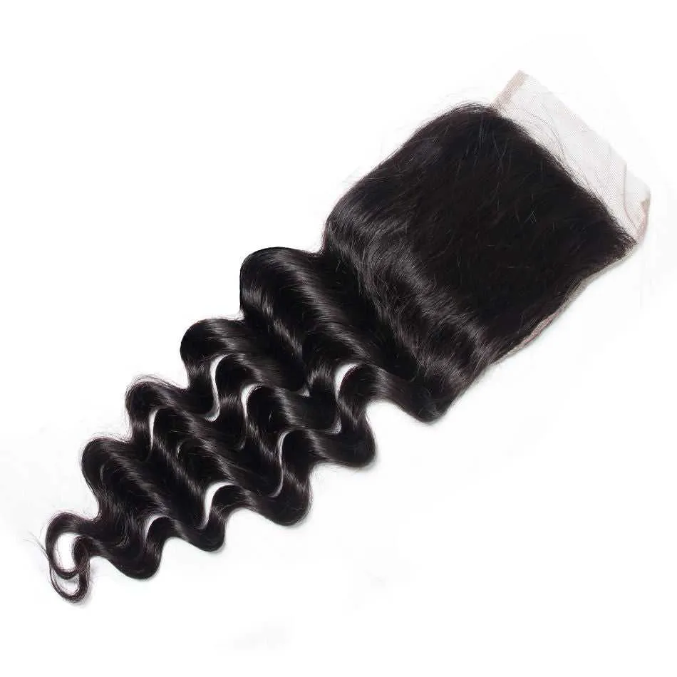 Sdamey 4x4 Lace Closure Brazilian Loose Deep Human Hair Lace Closure