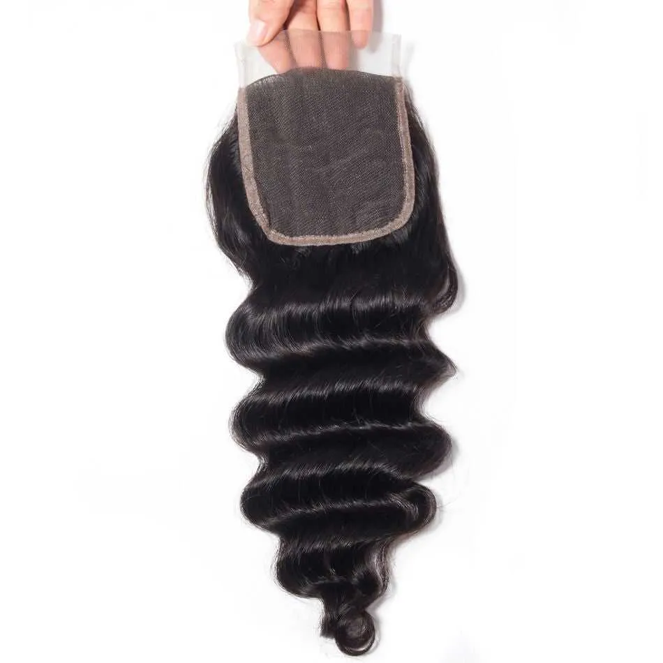 Sdamey 4x4 Lace Closure Brazilian Loose Deep Human Hair Lace Closure