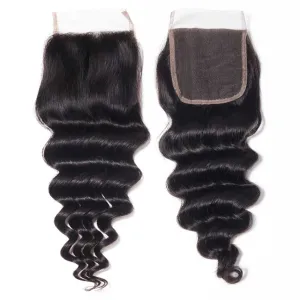 Sdamey 4x4 Lace Closure Brazilian Loose Deep Human Hair Lace Closure