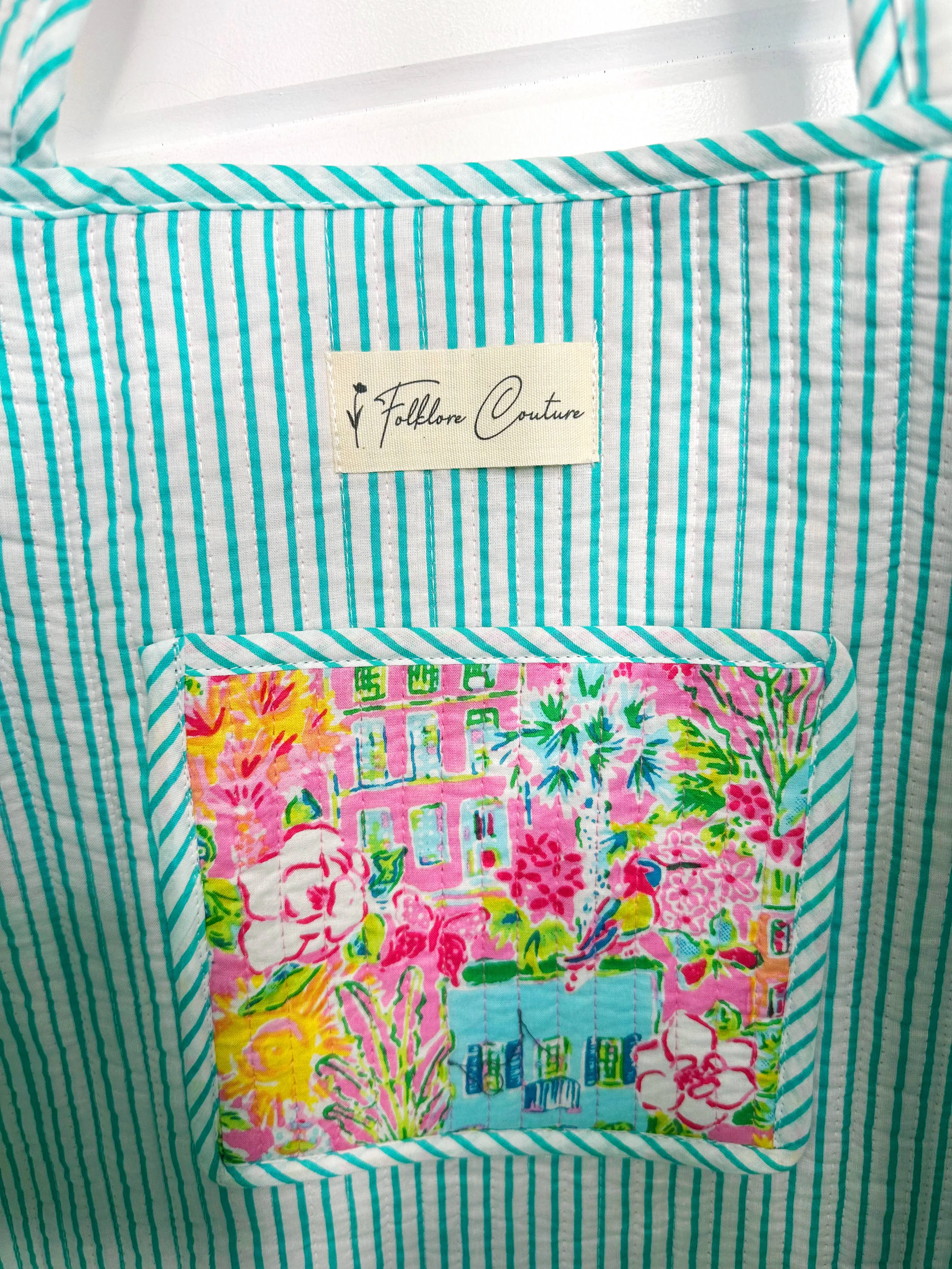 Seaside Cotton Quilted Tote Bag