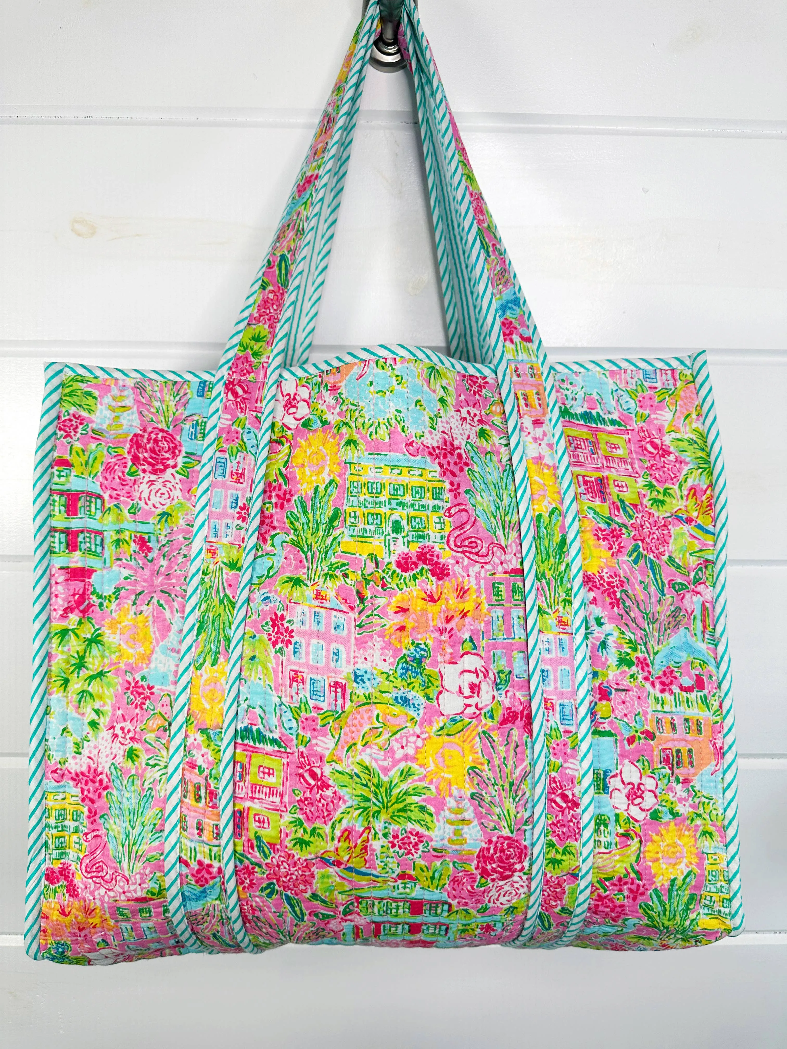 Seaside Cotton Quilted Tote Bag