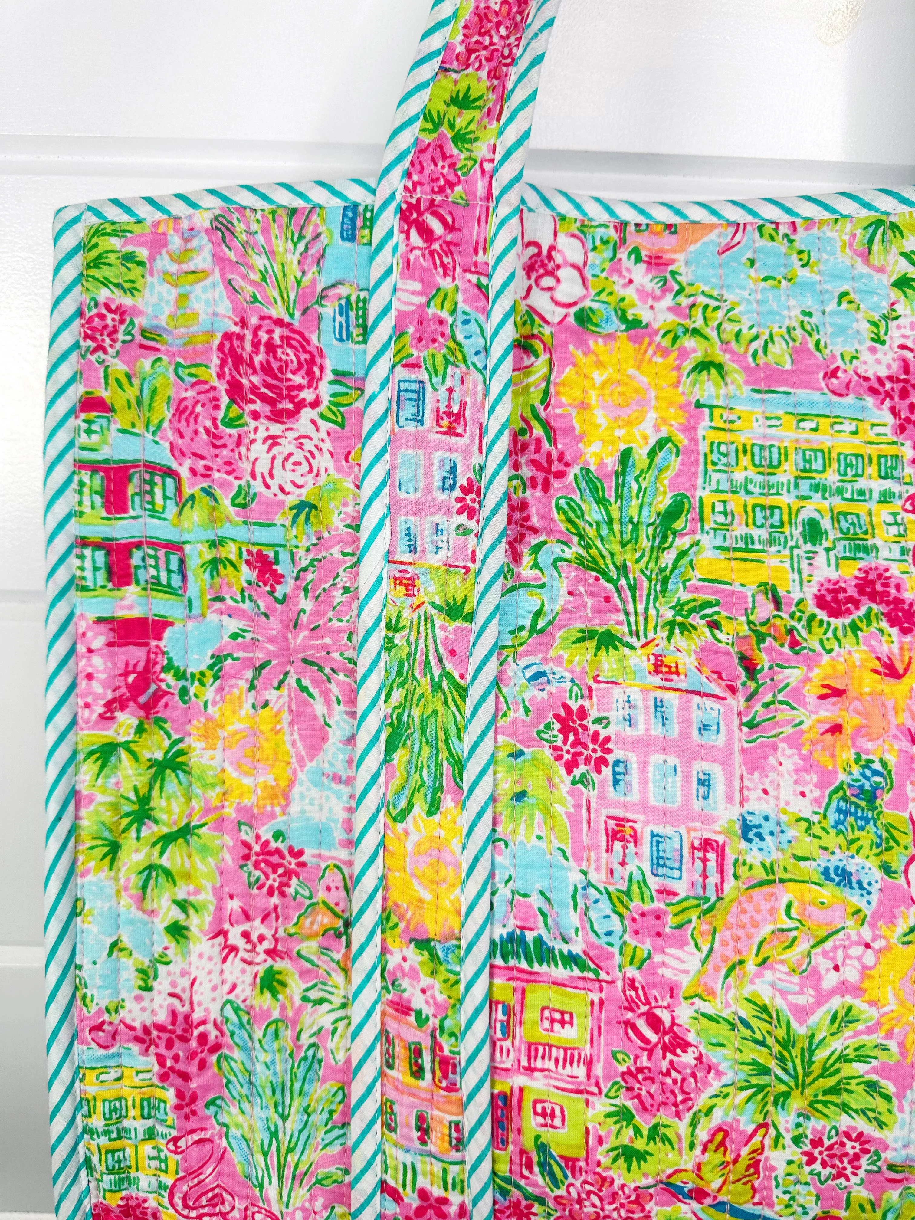 Seaside Cotton Quilted Tote Bag