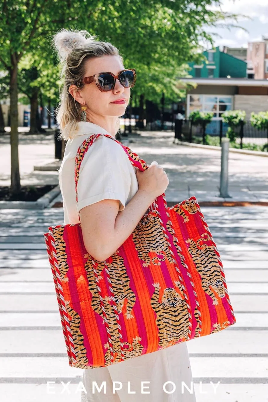 Seaside Cotton Quilted Tote Bag