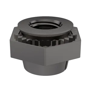 Self-Clinching Nut, Locking Thread, Steel, Black Dry Film Lubricant, 8-32 x 2ML, 100 Pack