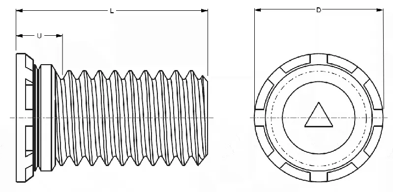 Self-Clinching Stud, Close Edge, 300 Series Stainles Steel, Passivated, Metric, M5x0.8 x 20, 100 Pack