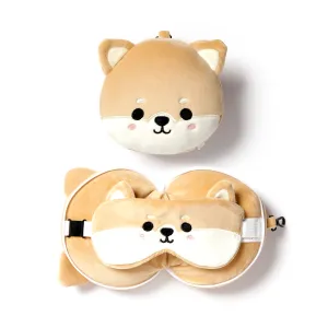 Shiba Inu Dog Relaxeazzz Plush Round Travel Pillow & Eye Mask Set