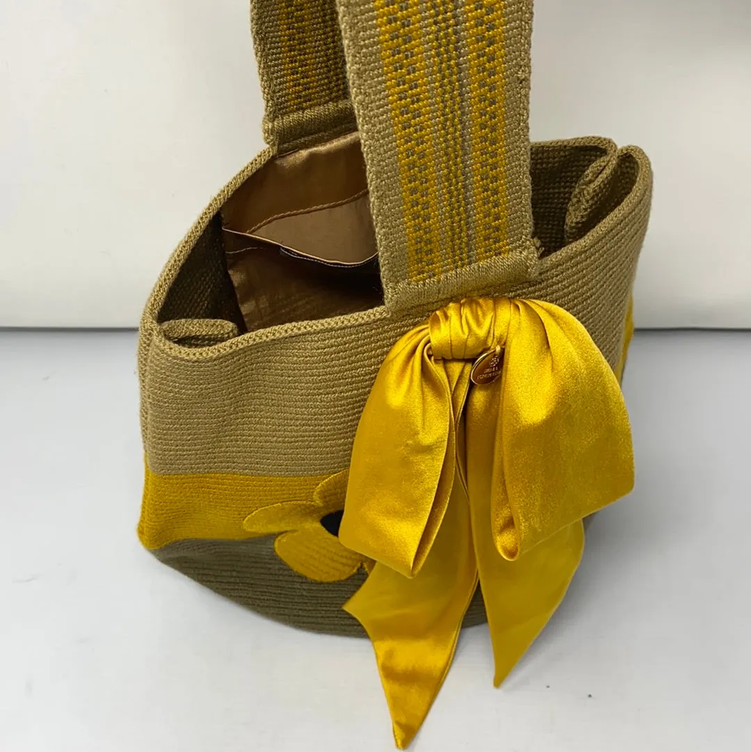 Silvua Tcherassi Knit Flower Top Handle with Silk Bow