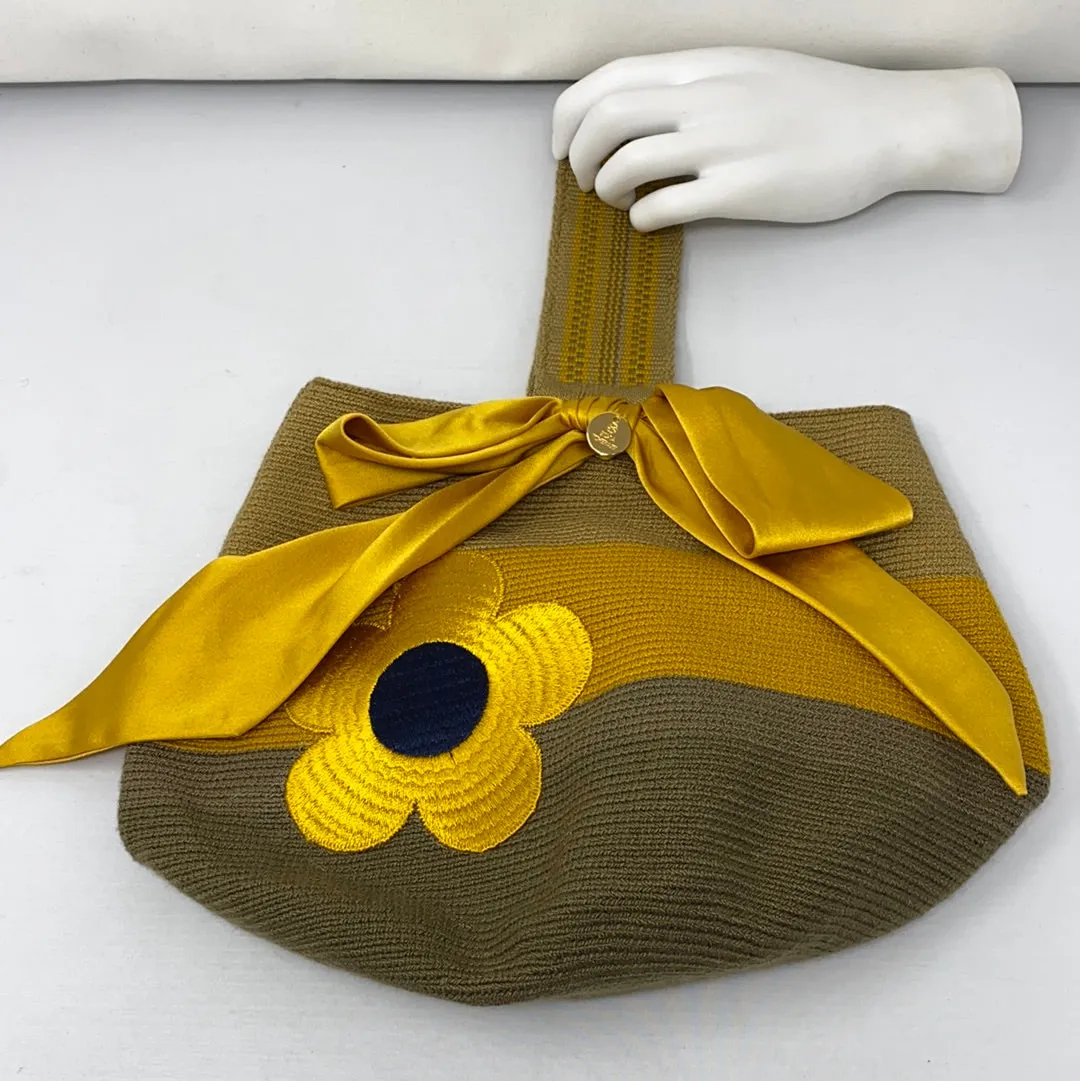 Silvua Tcherassi Knit Flower Top Handle with Silk Bow