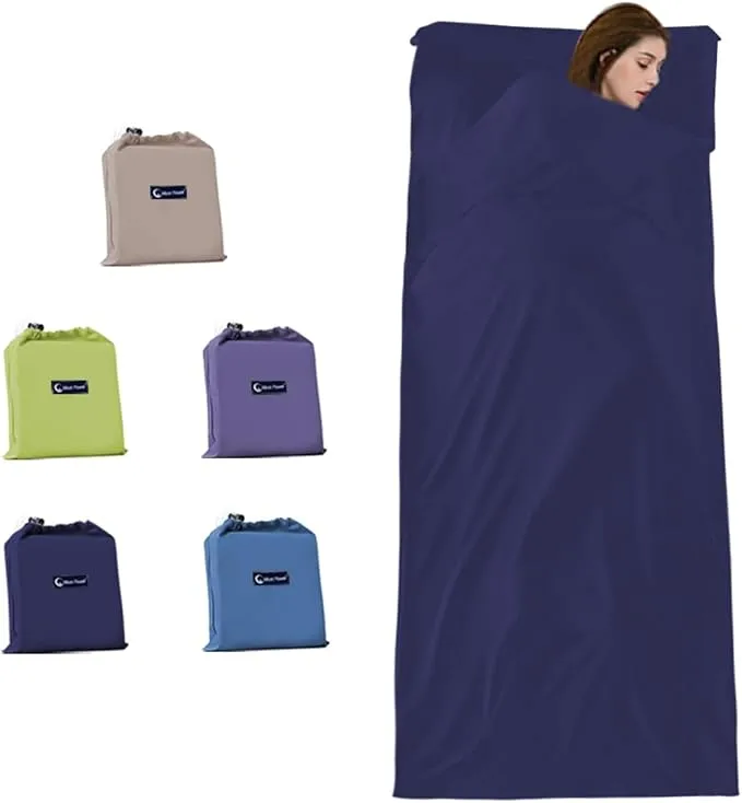 Sleeping Bag Liner Travel Camping Sheet, Lightweight Portable Sleeping Sheets for Outdoor Travel Backpacking Hiking Picnics Hotels