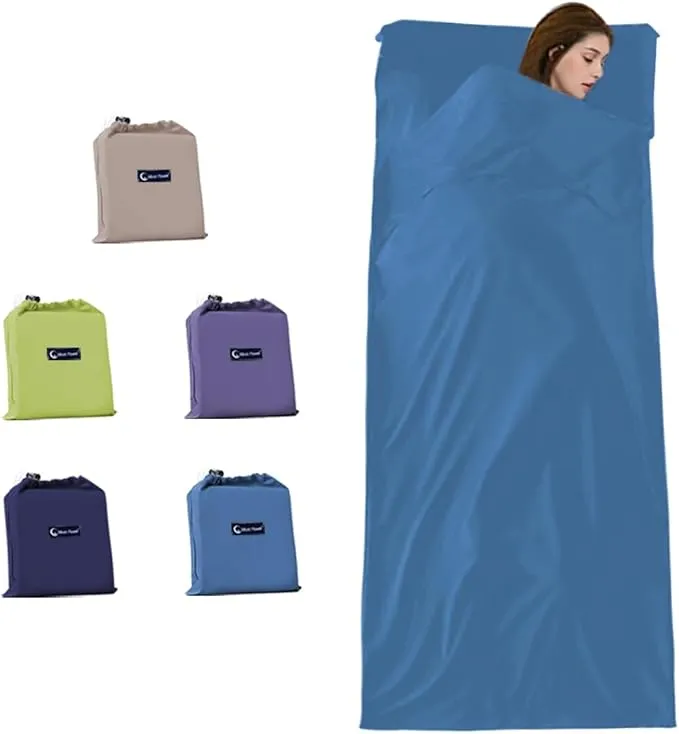 Sleeping Bag Liner Travel Camping Sheet, Lightweight Portable Sleeping Sheets for Outdoor Travel Backpacking Hiking Picnics Hotels