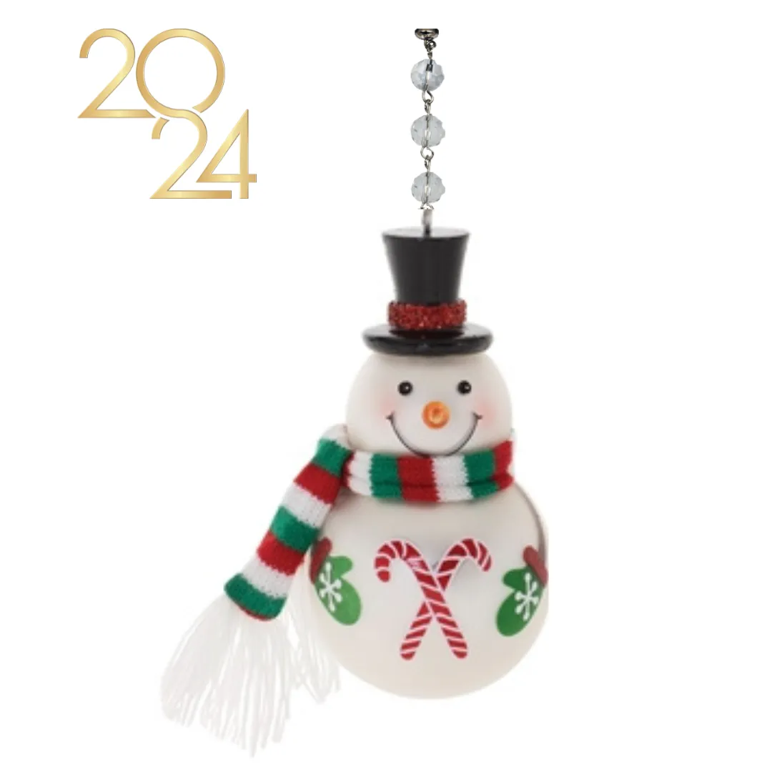 SNOWMAN w/ RED/GREEN SCARF (Set/1) MAGNETIC CHANDELIER ORNAMENT - 2 STYLES AVAILABLE