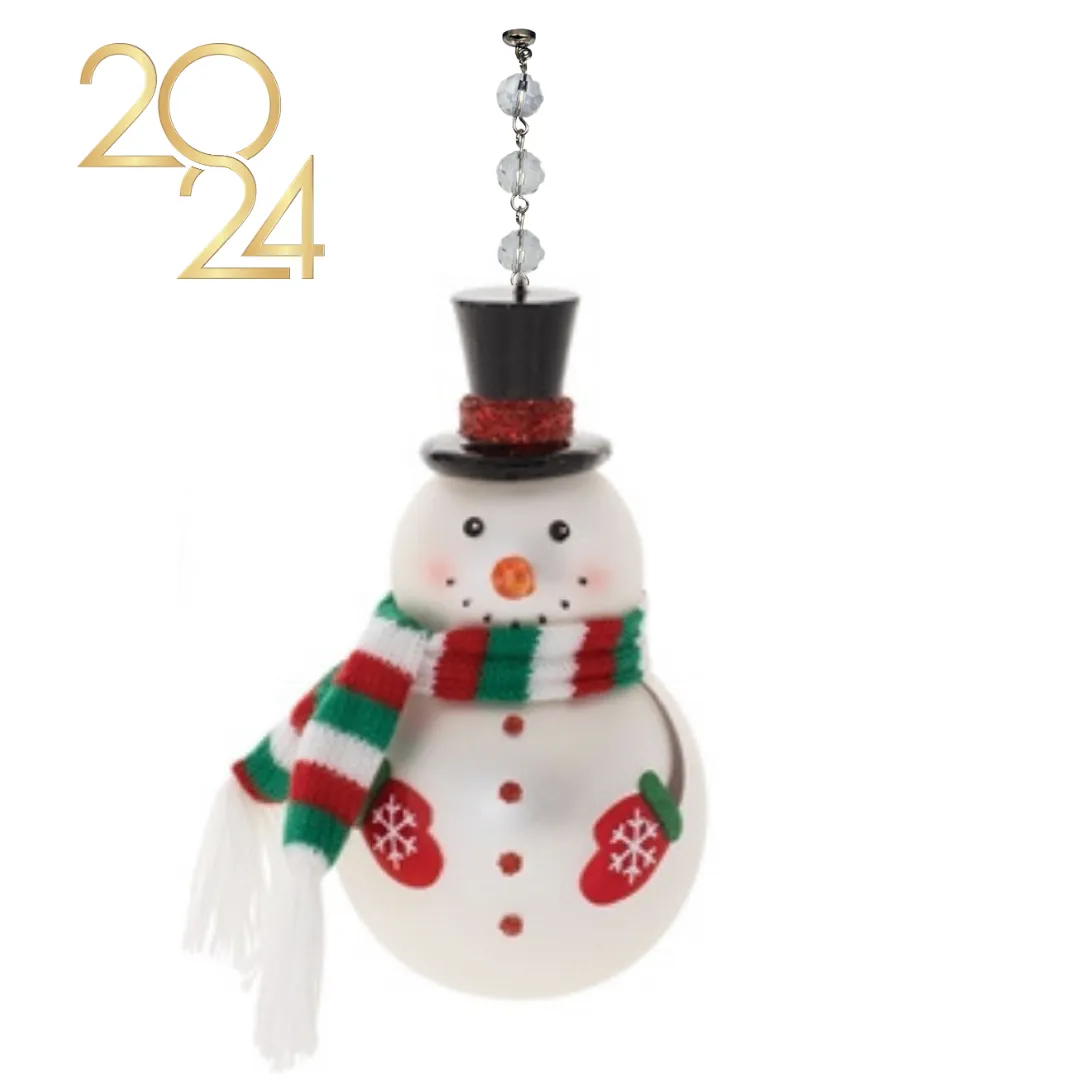 SNOWMAN w/ RED/GREEN SCARF (Set/1) MAGNETIC CHANDELIER ORNAMENT - 2 STYLES AVAILABLE